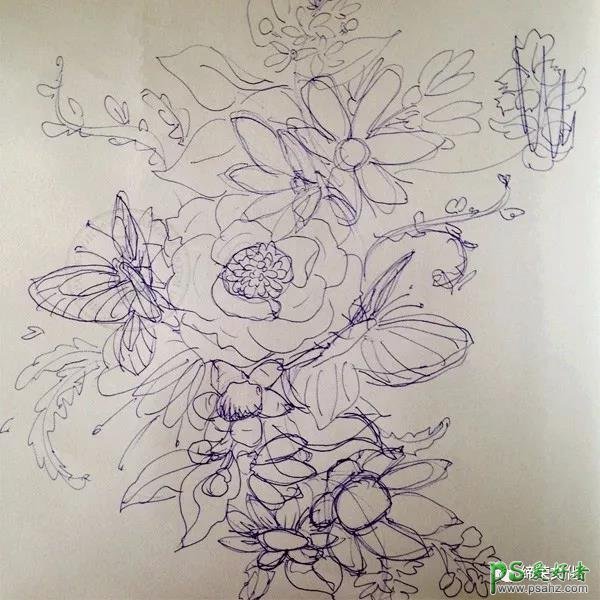 PS手绘教程：教新手学习手工绘制漂亮的针织面料中的花卉图案